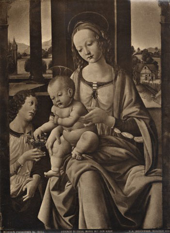 Bruckmann Verlag — München, Pinakothek No. 1016a. Lorenzo di Credi, Maria mit dem Kinde — insieme